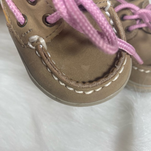 Sperry Top Sider Infant Size 1M Leather Upper Boat Shoes Pink Laces Pre-owned - Picture 11 of 13